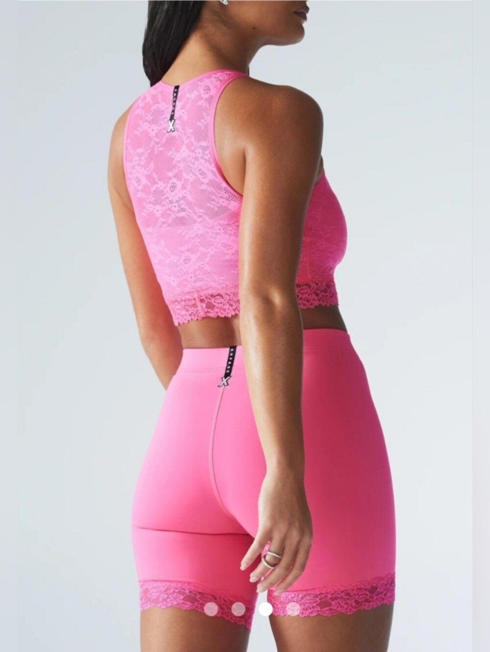 Savage X Fenty Lace Race High-Waist Bike Short Pink Palace Size XL - Picture 2 of 11